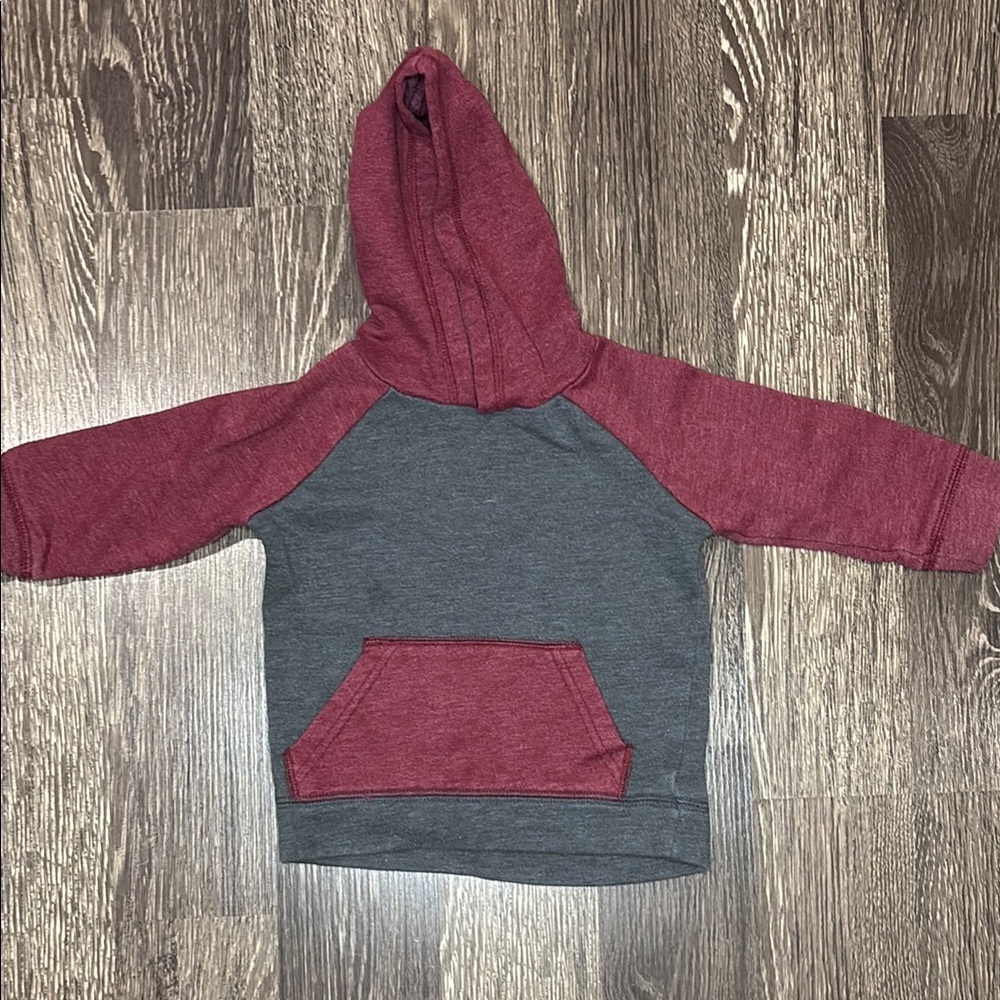 Kids Two-Tone Hoodie - Red and Gray hooded sweatshirt 18 months